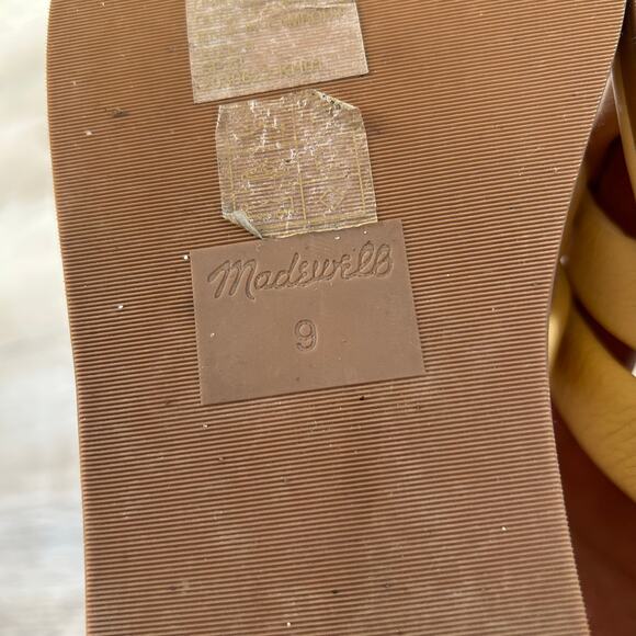 Madewell The Leeandra Neutral Leather Slide Flat Sandals Size 9 - Picture 4 of 7